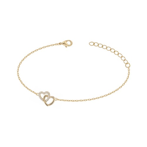 Bracelet femme coeurs entrelacés EDORA plaqué or et oxydes EDO76300243