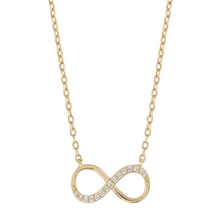 Collier femme signe infini plaque or jaune et oxydes – accueil