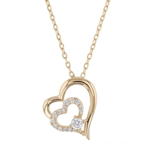 Collier Femme Coeurs PLAQUE OR Jaune et Oxydes