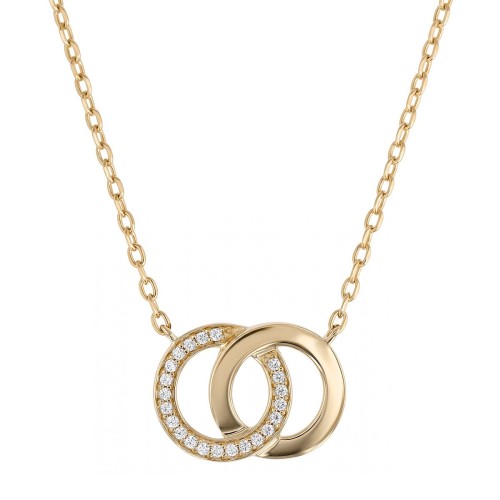 Collier Femme Cercles PLAQUE OR Jaune et Oxydes