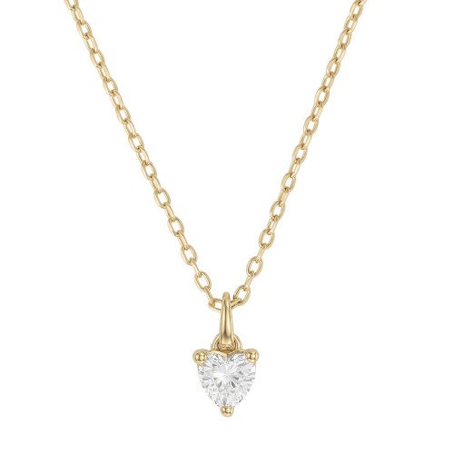 Collier Femme Solitaire Coeur PLAQUE OR Jaune et Oxyde