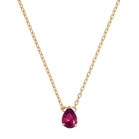 Collier femme solitaire plaque or jaune et spinelle rouge – colliers plaqué or