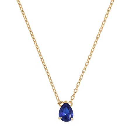 Collier femme solitaire edora plaque or et spinelle bleue – colliers femme