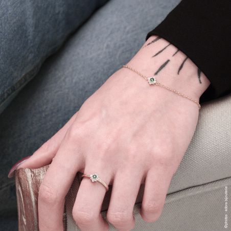 Bague Femme Cocktail EDORA Fleur PlaquÃ© Or Vert EDO76100249