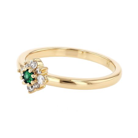 Bague femme cocktail edora fleur plaqué or vert edo76100249 – bagues plaqué or