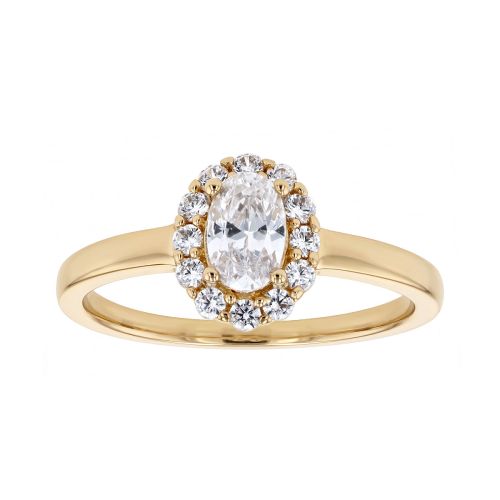 Bague Femme EmpierrÃ©e EDORA Halo Ovale PlaquÃ© Or DorÃ©e EDO76100290