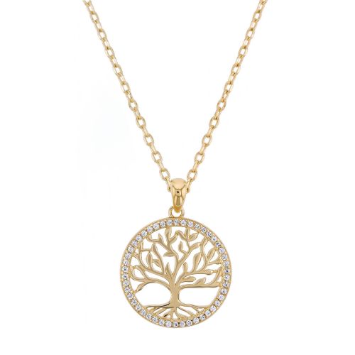 Collier Femme Court EDORA Arbre de Vie Plaqué Or Dorée EDO76700283