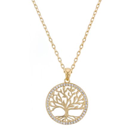 Collier femme moyen edora arbre de vie plaqué or dorée edo76700254 – colliers plaqué or