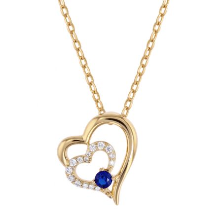 Collier femme moyen edora double cœur plaqué or bleu edo76700248 – colliers plaqué or