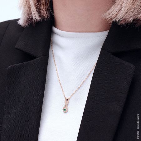 Collier Femme Moyen EDORA Infini Plaqué Or Vert EDO76700221