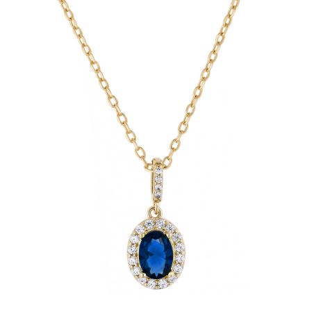 Collier femme moyen edora halo saphir plaqué or bleu edo76700218 – colliers plaqué or
