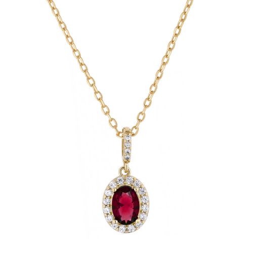 Collier Femme Moyen EDORA Halo Rubis Plaqué Or Rouge EDO76700216