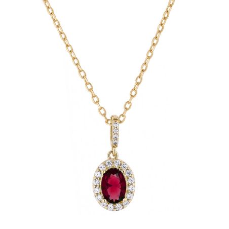 Collier femme moyen edora halo rubis plaqué or rouge edo76700216 – colliers plaqué or
