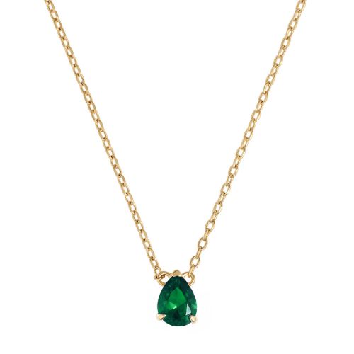 Collier Femme Court EDORA Poire Plaqué Or Vert EDO76700155