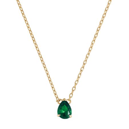 Collier femme court edora poire plaqué or vert edo76700155 – colliers plaqué or