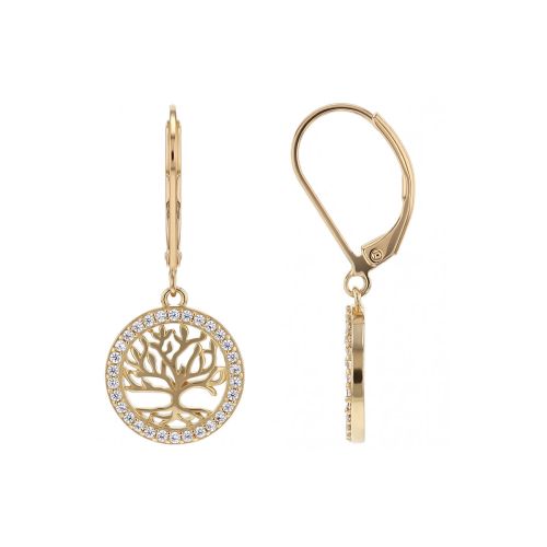 Boucles d'Oreilles Femme Pendantes EDORA Arbre de Vie Plaqué Or Dorée EDO76400399