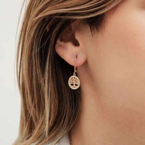 Boucles d'Oreilles Femme Pendantes EDORA Arbre de Vie Plaqué Or Dorée EDO76400399