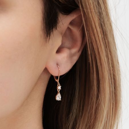 Boucles d'Oreilles Femme Pendantes EDORA Poire Plaqué Or Dorée EDO76400389