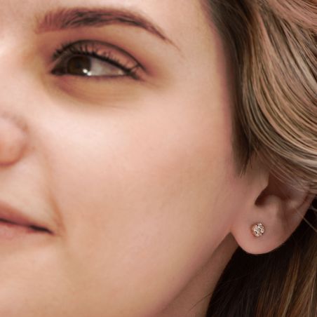 Boucles d'Oreilles Femme Puces EDORA Fleur Plaqué Or Dorée EDO76400332