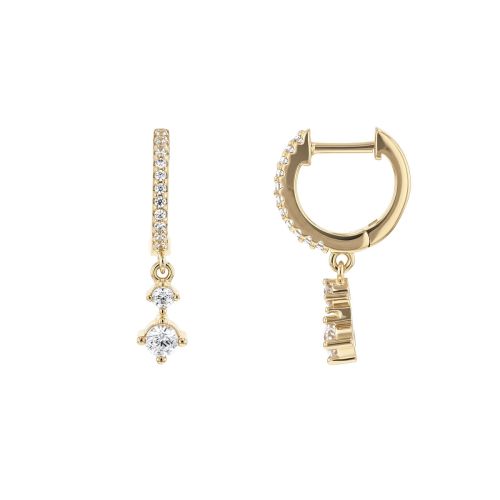 Boucles d'Oreilles Femme Créoles EDORA Pendentif Duo Plaqué Or Dorée EDO76400300