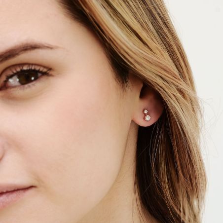 Boucles d'Oreilles Femme Puces EDORA Duo Plaqué Or Dorée EDO76400294