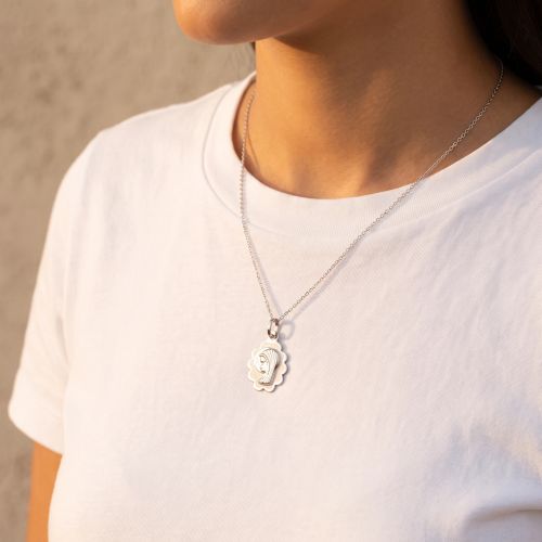 Pendentif EDORA COLLECTION ESSENTIAL VIERGE Or Blanc 375/1000