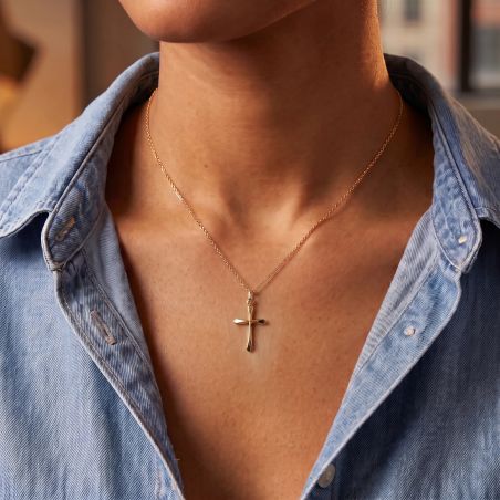 Pendentif EDORA COLLECTION ESSENTIAL CROIX Or Jaune 375/1000