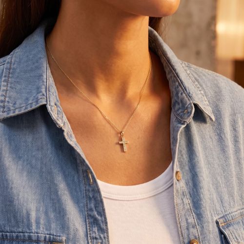Pendentif EDORA COLLECTION ESSENTIAL CROIX Or Jaune 375/1000