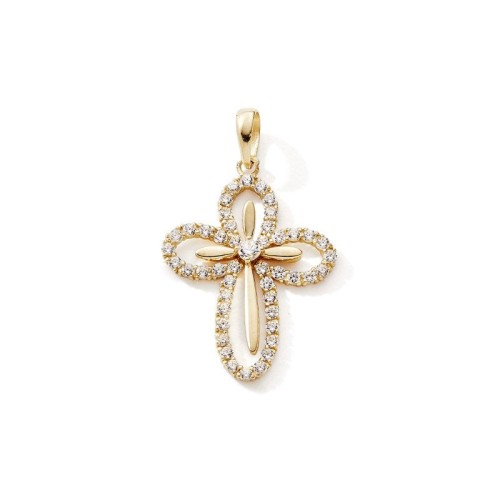 Pendentif EDORA COLLECTION ESSENTIAL CROIX ARRONDIE Or Jaune 375/1000