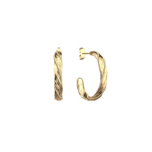 Boucles d'Oreilles Femme Créoles Les Georgettes Drapé Laiton Dorée 1866-500-0TU