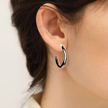 Boucles d'Oreilles Femme Créoles Les Georgettes Runway Laiton Argentée 1902-200-0TU