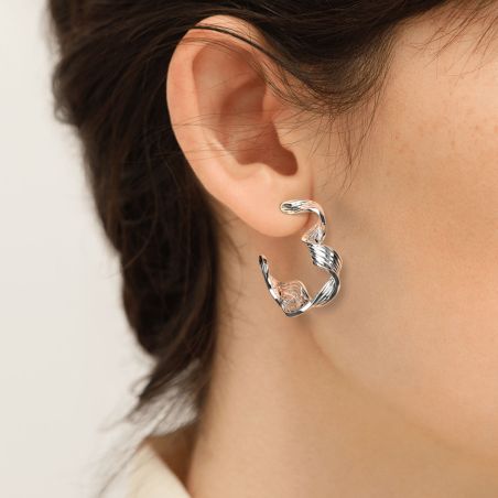 Boucles d'Oreilles Femme Créoles Les Georgettes Présage Laiton Argentée 1962-200-0TU