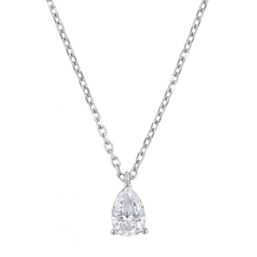 Collier Femme Poire EDORA Or 9 Carats Blanc et Diamant de Synthèse EDOCOL/GP64.36.G.5.9