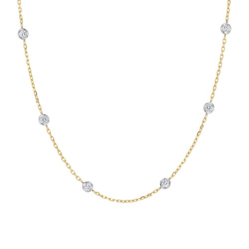 Collier Femme Court EDORA Or 9 Carats Bicolore et Diamants de Synthèse EDOCOL/559.51.JG.5.9
