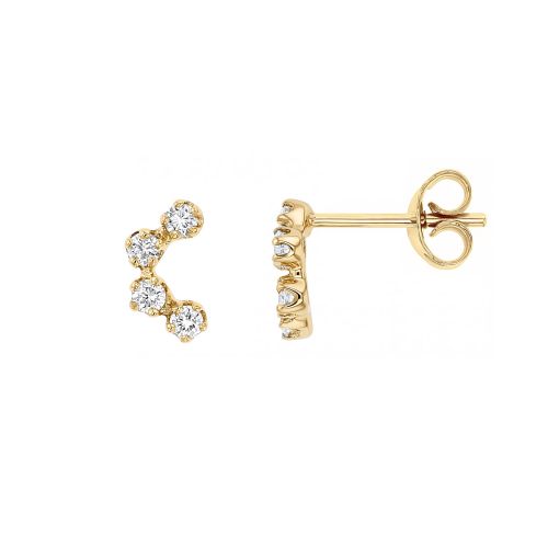 Boucles d'Oreilles Femme Puces EDORA Or 9 Carats Jaune et Diamants de Synthèse EDOBO/567.28.J.5.9