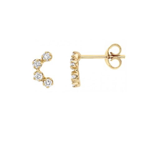 Boucles d'oreilles femme puces edora or 9 carats jaune et diamants de synthèse edobo/567.28.j.5.9 – boucles d'oreilles or 375