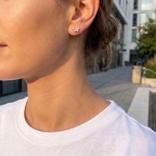 Boucles d'Oreilles Femme Puces EDORA Or 9 Carats Jaune et Diamants de Synthèse EDOBO/567.28.J.5.9