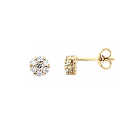 Boucles d'oreilles femme puces edora or 9 carats jaune et diamants de synthèse edobo/085.42.j.5.9 – boucles d'oreilles or 375