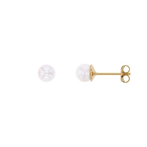 Boucles d'Oreilles Femme Puces EDORA Or 18 Carats Jaune et Perles Eau Douce EDOBO/205PB