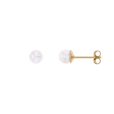 Boucles d'oreilles femme puces edora or 18 carats jaune et perles eau douce edobo/205pb – boucles d'oreilles or 375
