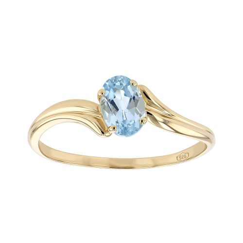 Bague Femme Solitaire EDORA Or 9 Carats Jaune et Topaze Bleue EDOB9/096.TOP.J.9