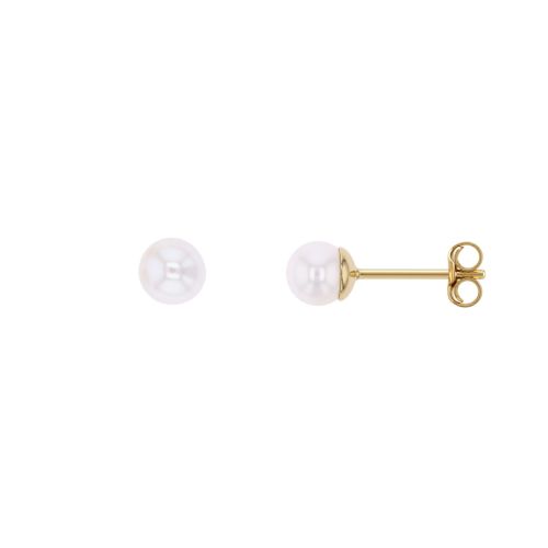 Boucles d'Oreilles Femme Puces EDORA Or 9 Carats Jaune et Perles Akoya EDOBO/204PB.9