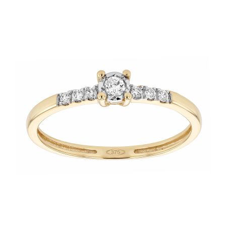 Bague femme solitaire edora or 9 carats jaune et diamant naturel edob2/961.p.13.j.6.9 – solitaires