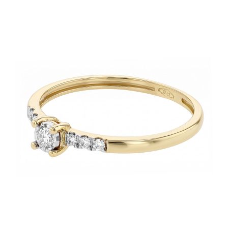 Bague Femme Solitaire EDORA Or 9 Carats Jaune et Diamant Naturel EDOB2/961.P.13.J.6.9