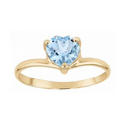 Bague Femme Cœur EDORA Or 9 Carats Jaune et Topaze Bleue EDOB9/545.TOP.J.9