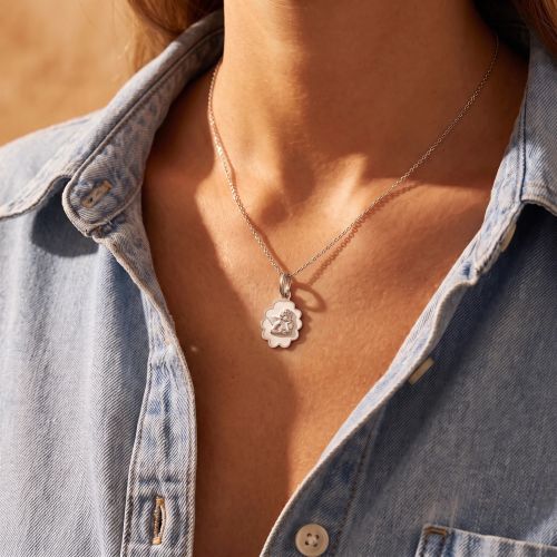 Pendentif EDORA COLLECTION ESSENTIAL ANGE Or Blanc 375/1000