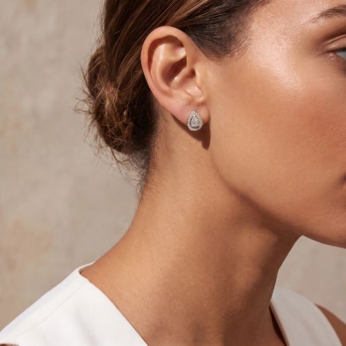 Boucles d'Oreilles Femme Puces DAYA GOUTTE OR 750/1000 Jaune et Diamants EDOCE24845DRH