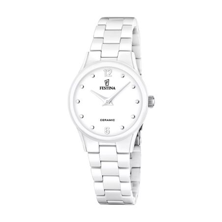 Montre femme quartz festina ceramic céramique blanc f20751/1 – analogiques