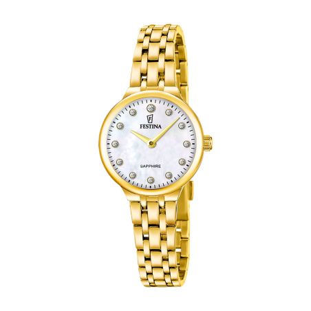 Montre femme quartz festina mademoiselle acier dorée f20745/1 – analogiques