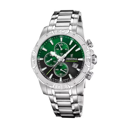 Montre homme chronographe festina timeless chronograph acier vert f20704/5 – chronographes